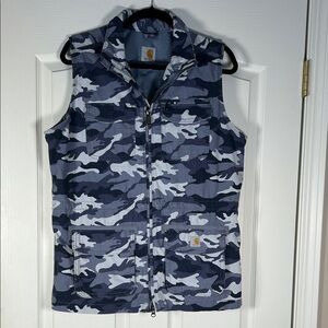 Carhartt Blue & Gray Camouflage Work Vest 
Size Large